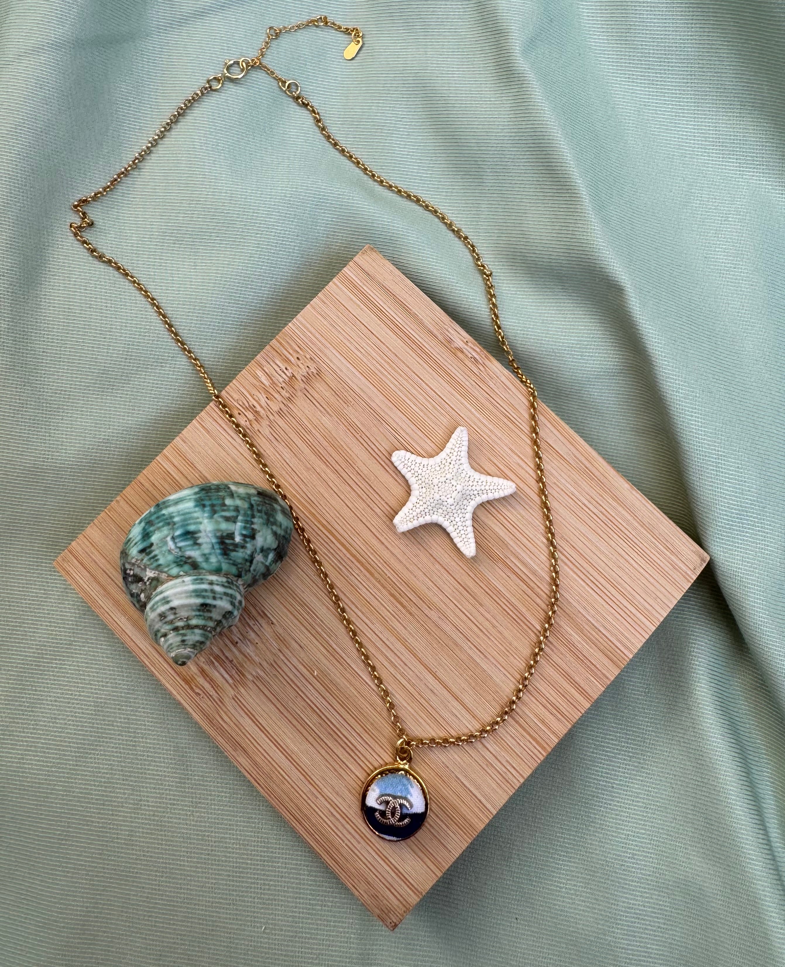 COLLIER BOUTON UPCYCLE - ocean