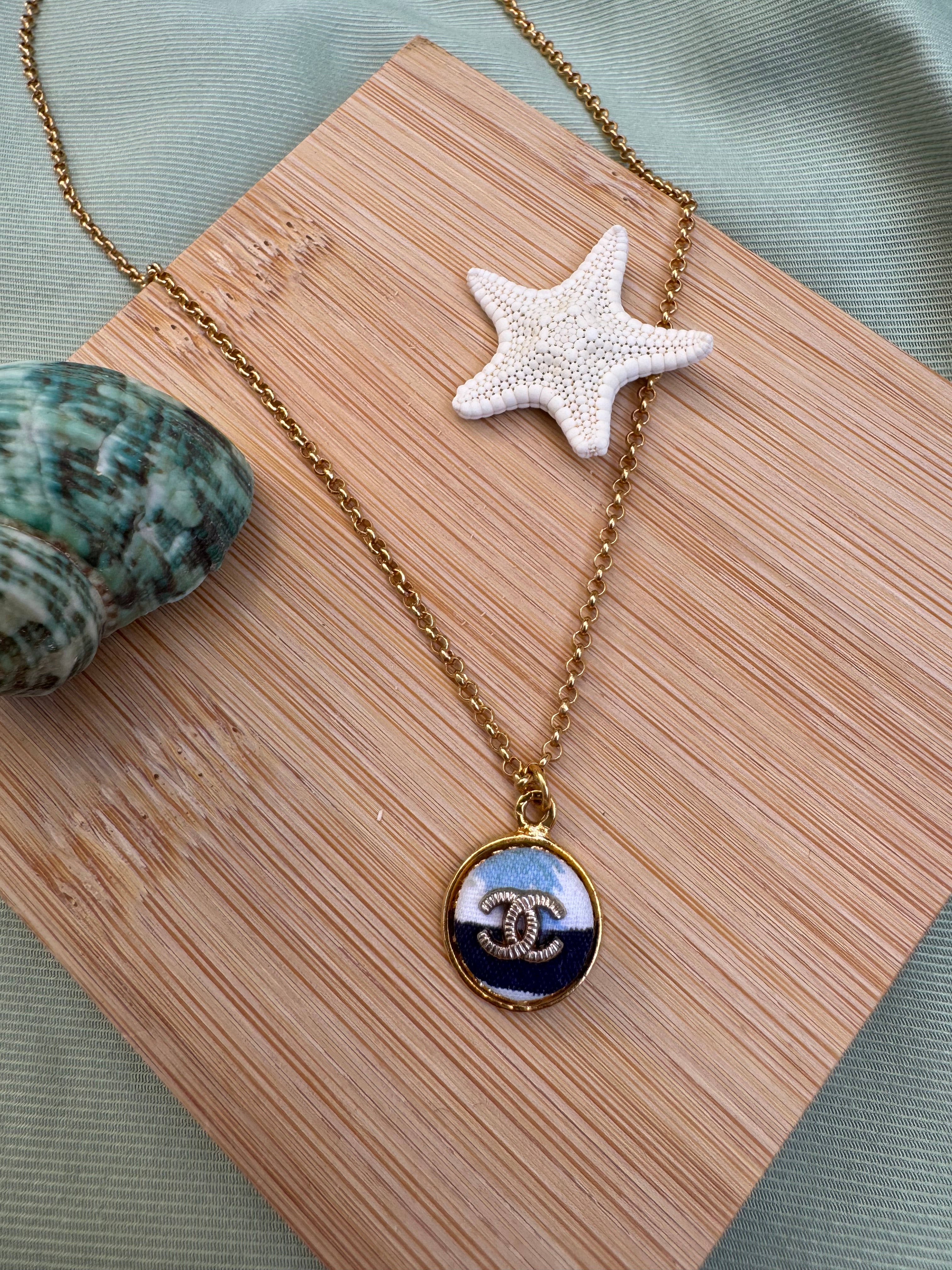 COLLIER BOUTON UPCYCLE - ocean