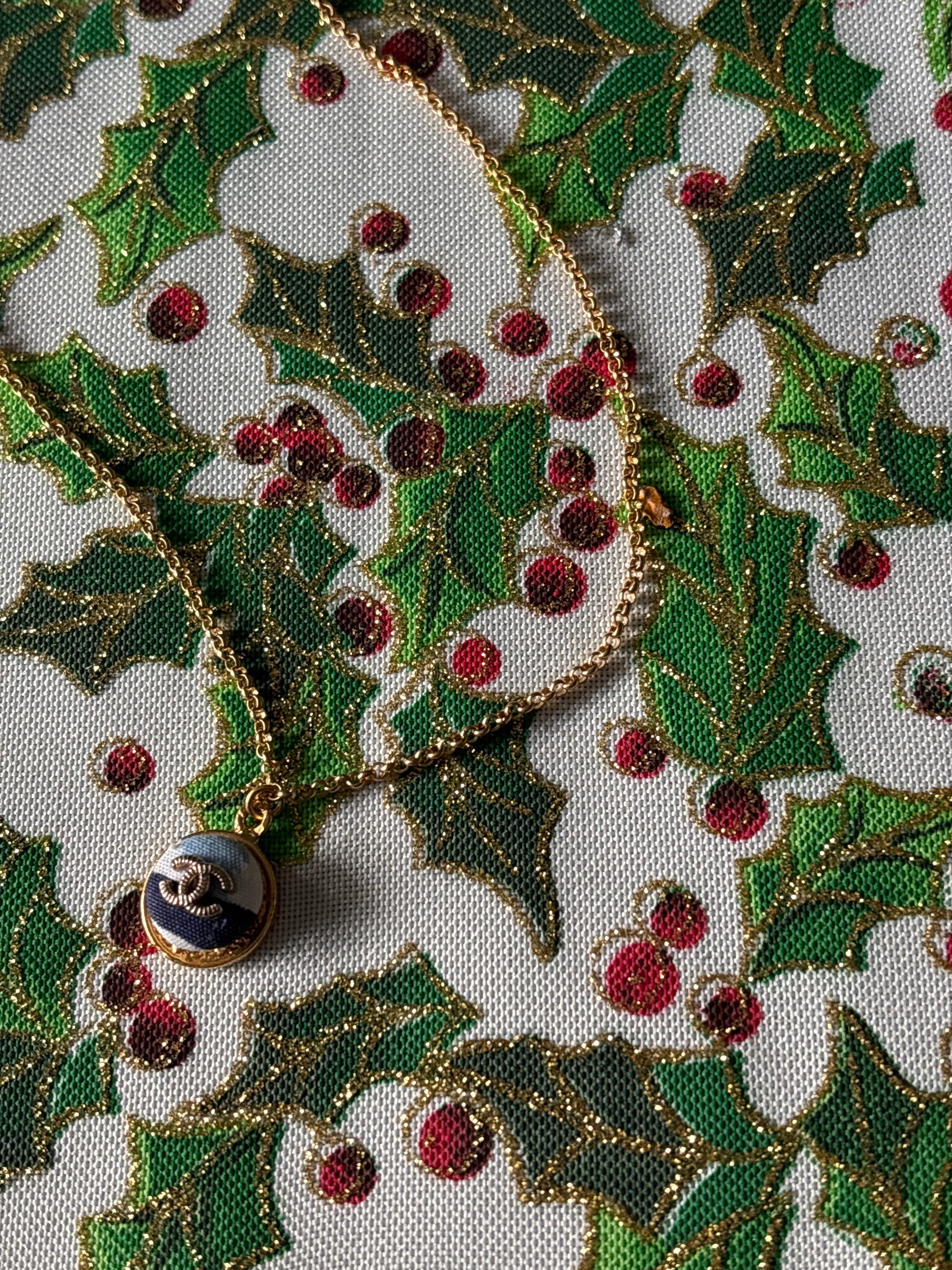 COLLIER BOUTON UPCYCLE - ocean