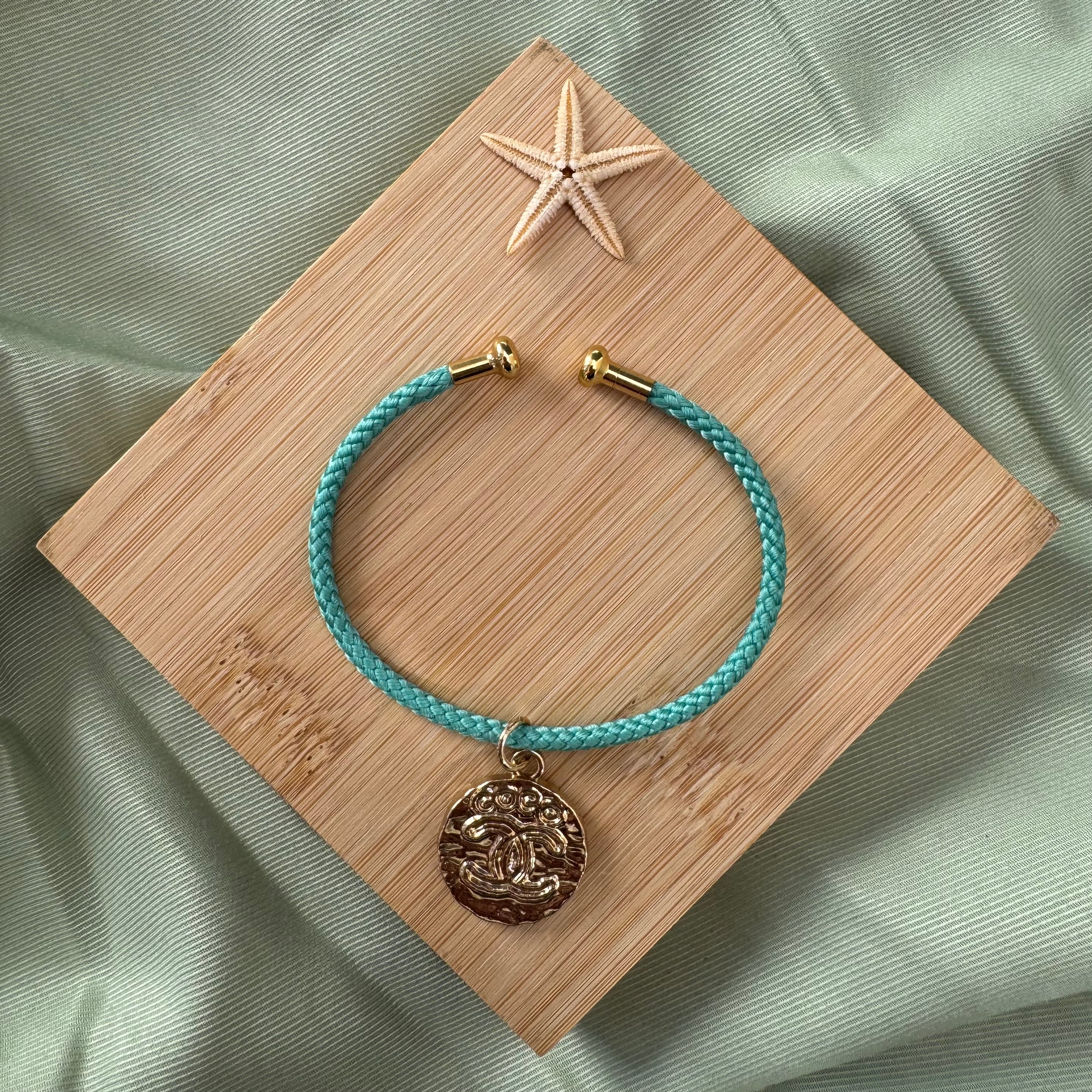 BRACELET BOUTON UPCYCLE - ciel