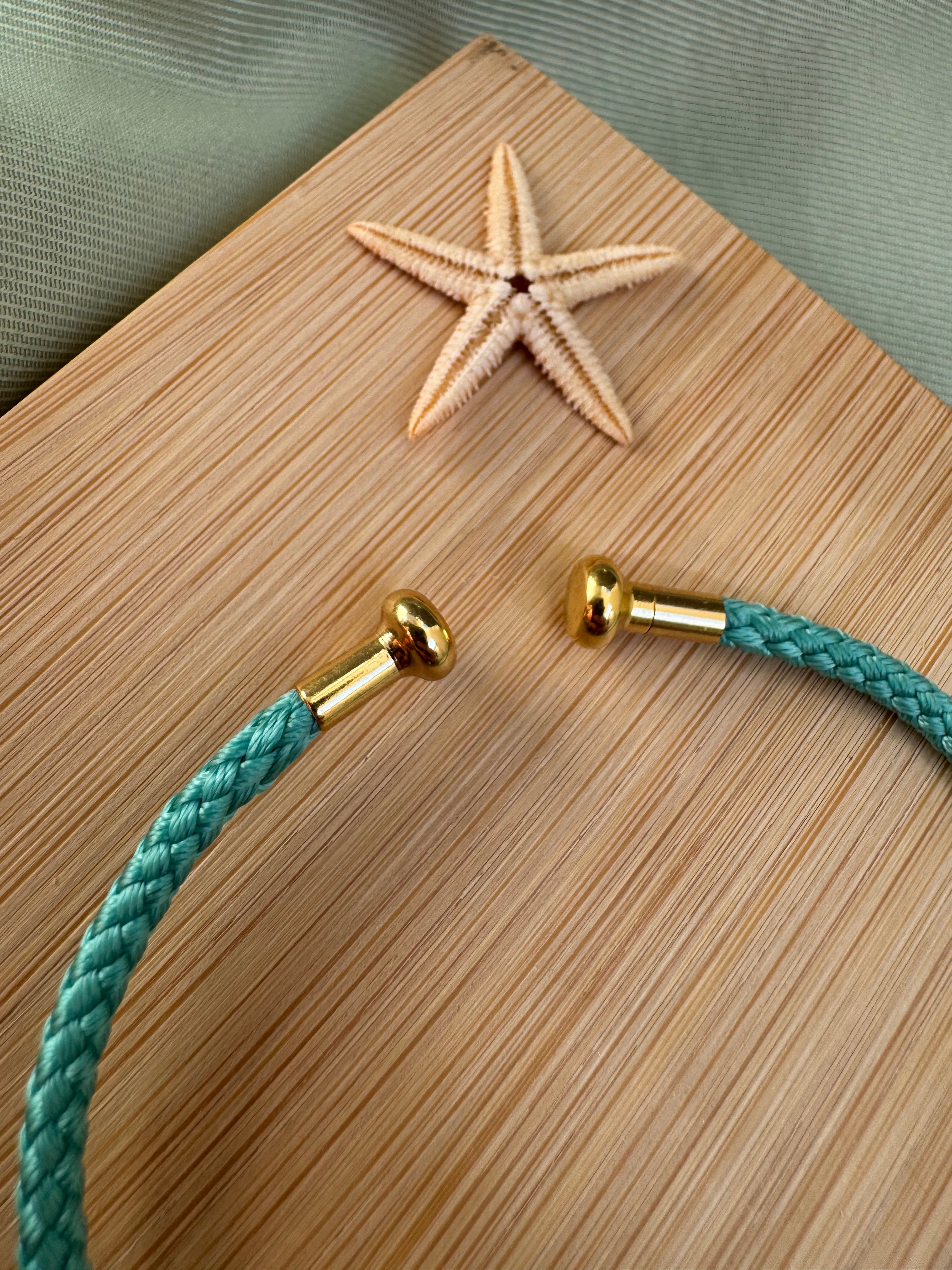 BRACELET BOUTON UPCYCLE - ciel