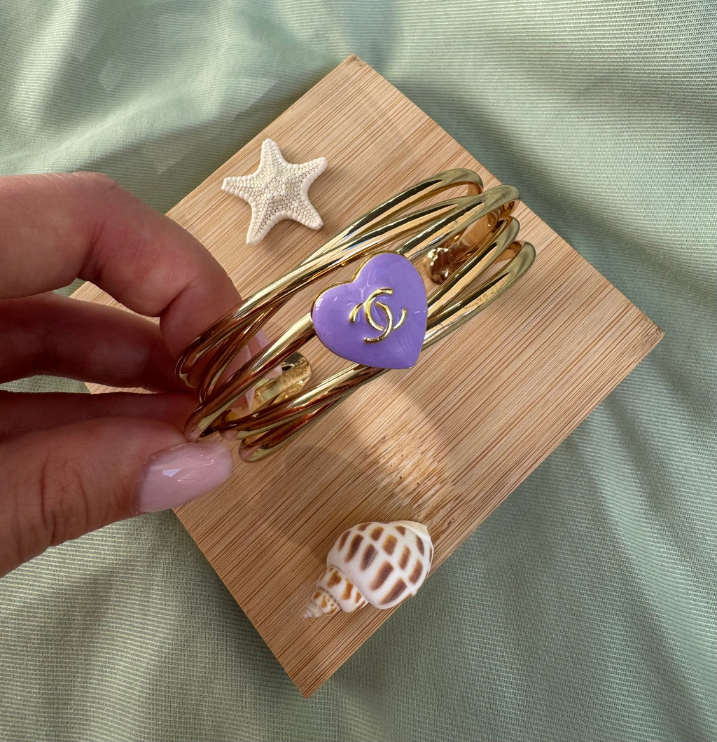 COLLIER BOUTON UPCYCLE - violette