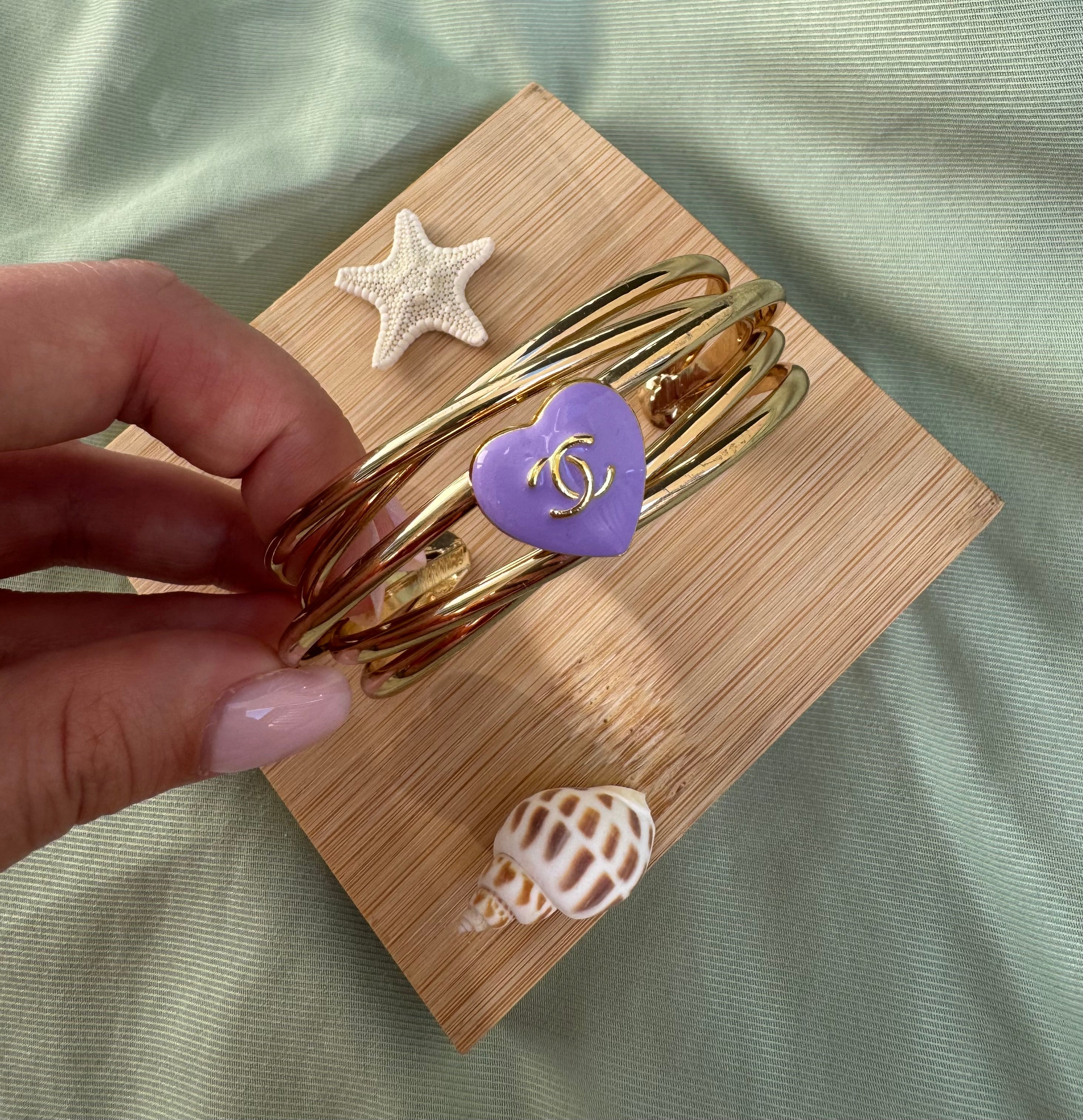 COLLIER BOUTON UPCYCLE - violette