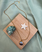 COLLIER BOUTON UPCYCLE - ocean